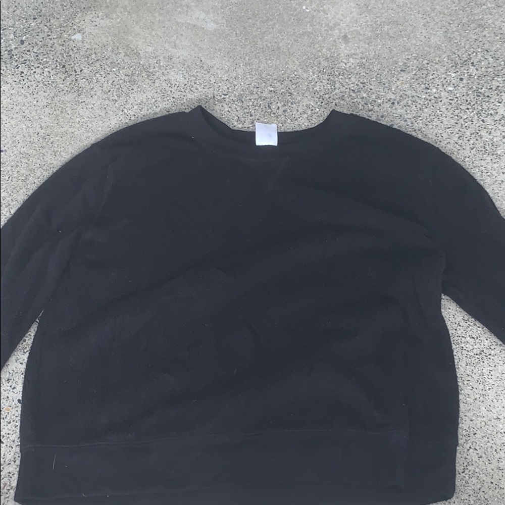 fluffy black crew neck